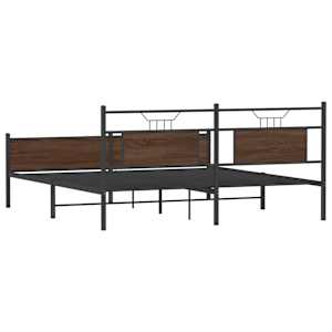 Kovový rám postele bez matrace hnědý dub 183 x 213 cm - obrázek 8