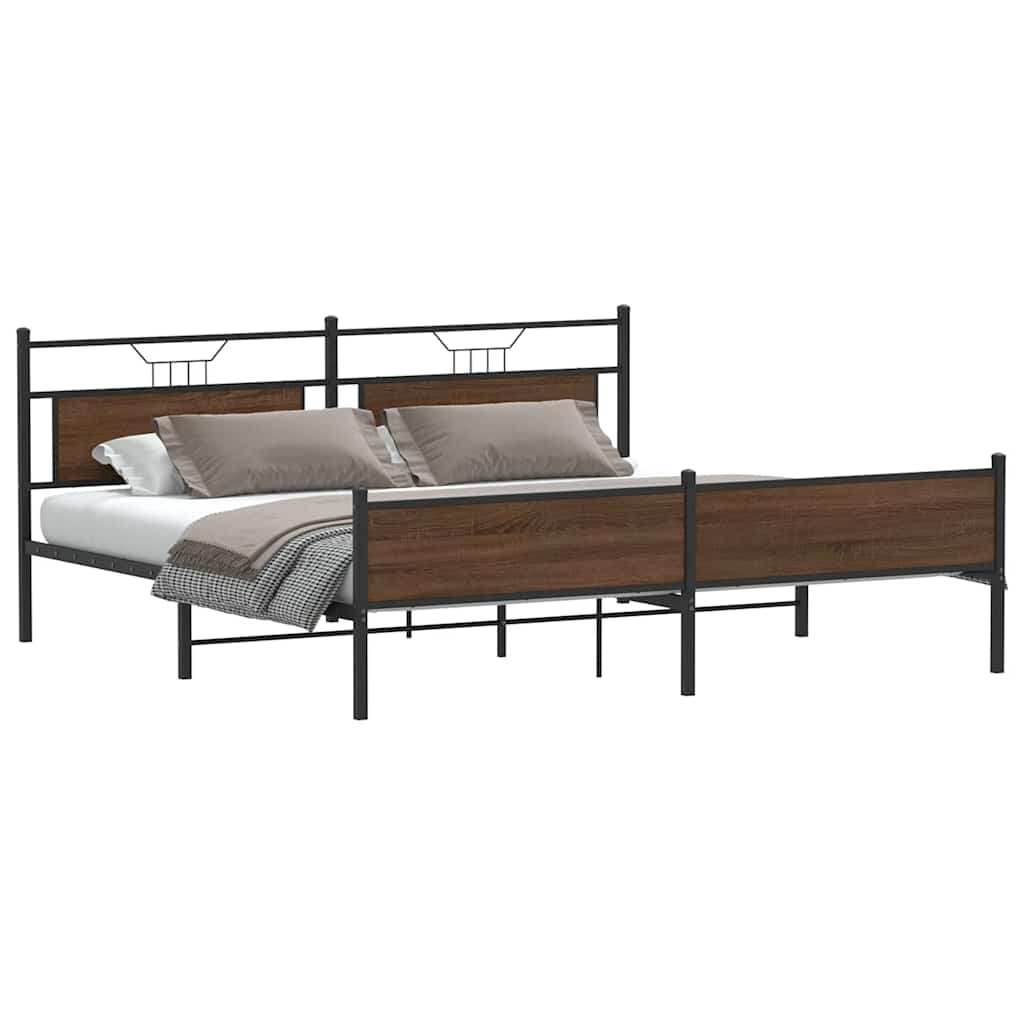 vidaXL Bedframe zonder matras metaal bruin eikenkleur 193x203 cm, foto 4