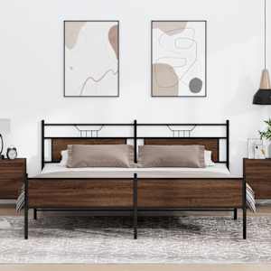 Kovový rám postele bez matrace hnědý dub 200 x 200 cm - obrázek 1
