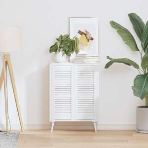 Vrata za omarico z letvicami 2 kosa bela 69x29,5 cm