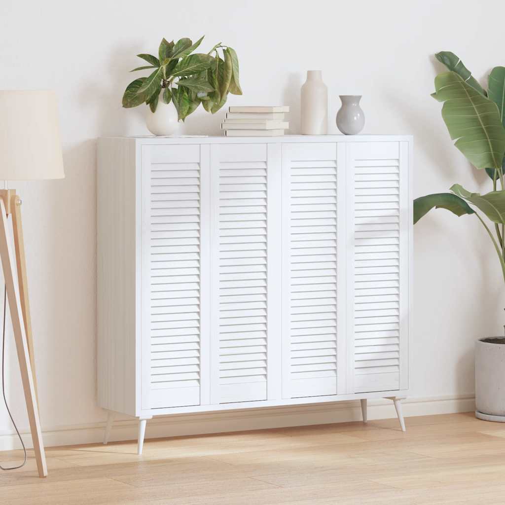 vidaXL Kastdeuren louvredesign 4 st 99x29,5 cm wit afbeelding