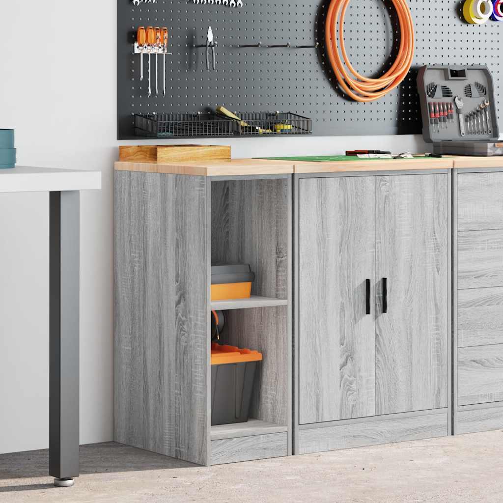 vidaXL Garagekast 30x51x85 cm massief grenenhout grijs sonoma afbeelding