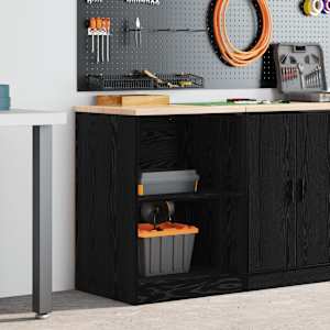 vidaXL Garage Storage Cabinet Black 60x51x85 cm Solid Wood Pine