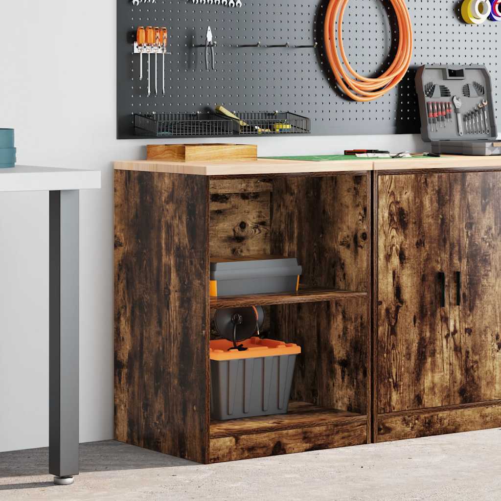 vidaXL Garagekast 60x51x85 cm massief grenenhout gerookt eiken afbeelding