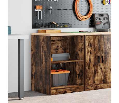 vidaXL Garage Storage Cabinet Smoked Oak 60x51x85 cm Solid Wood Pine