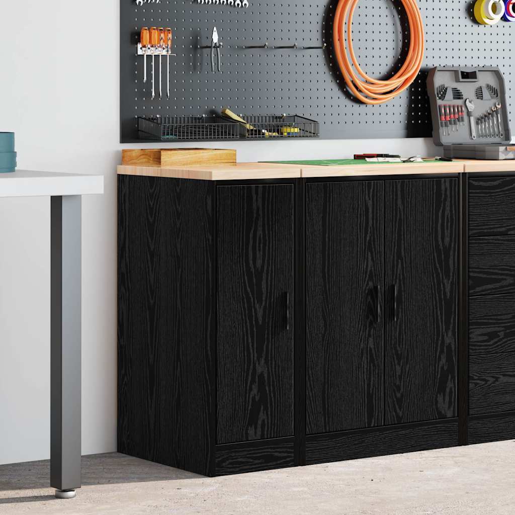 vidaXL Garagekast 30x51x85 cm massief grenenhout zwart afbeelding