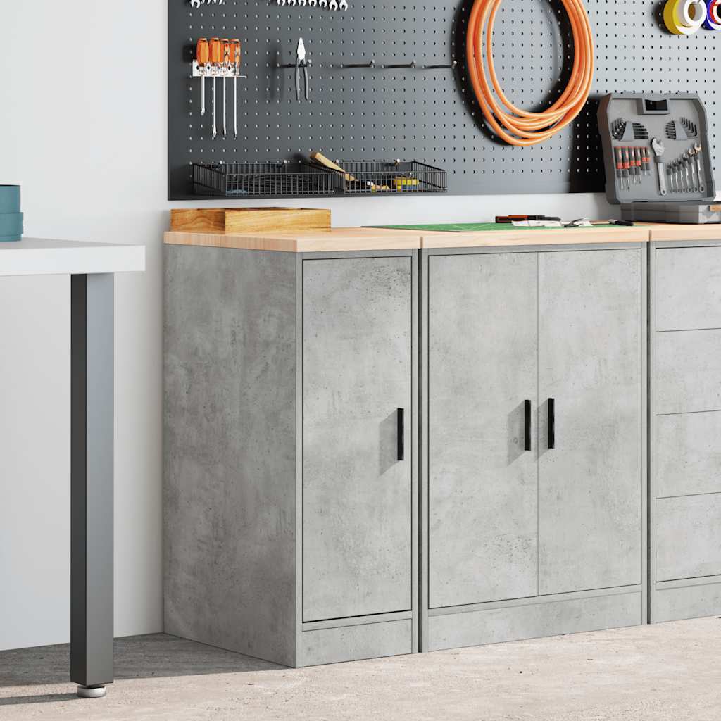 vidaXL Garagekast 30x51x85 cm massief grenenhout betongrijs afbeelding