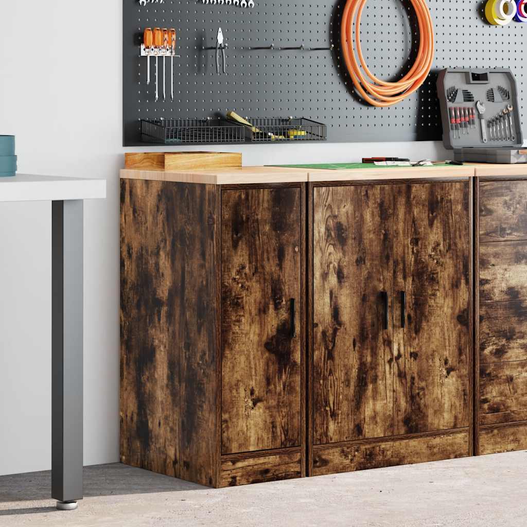 vidaXL Garagekast 30x51x85 cm massief grenenhout gerookt eiken afbeelding