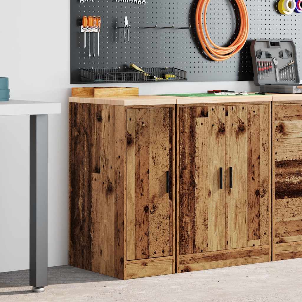 vidaXL Garagen-Aufbewahrungsschrank Altholz-Optik Massivholz Kiefer