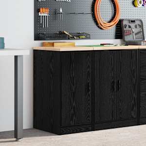 Garažna omara za shranjevanje črna 40x51x85 cm trdna borovina