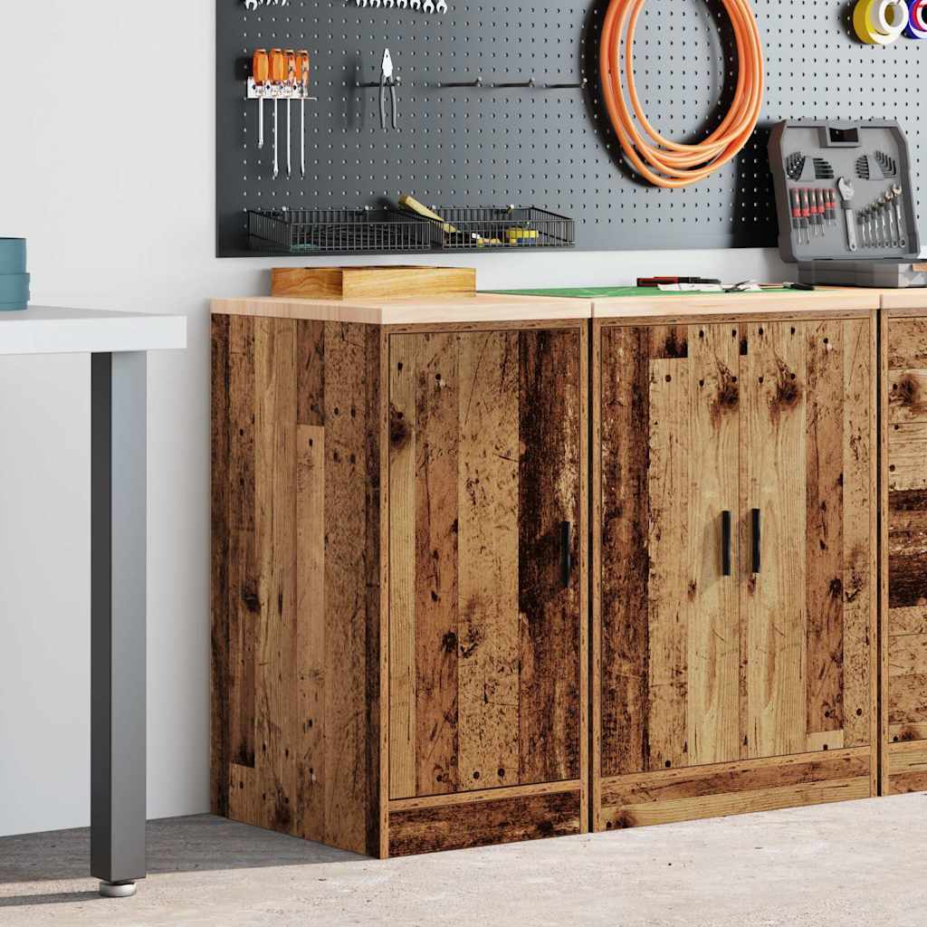 vidaXL Garagen-Aufbewahrungsschrank Altholz-Optik Massivholz Kiefer