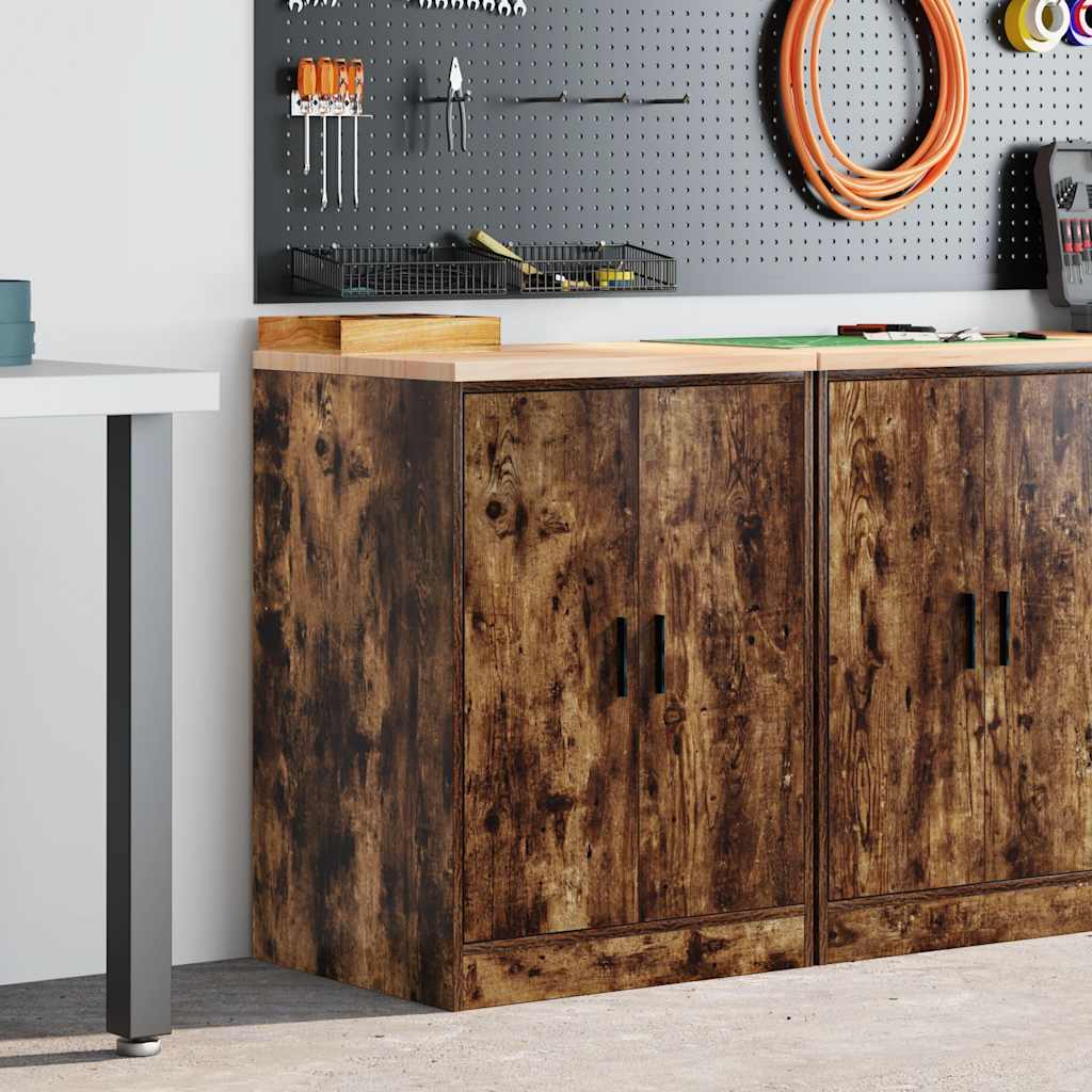 vidaXL Garagekast 60x51x85 cm massief grenenhout gerookt eiken afbeelding