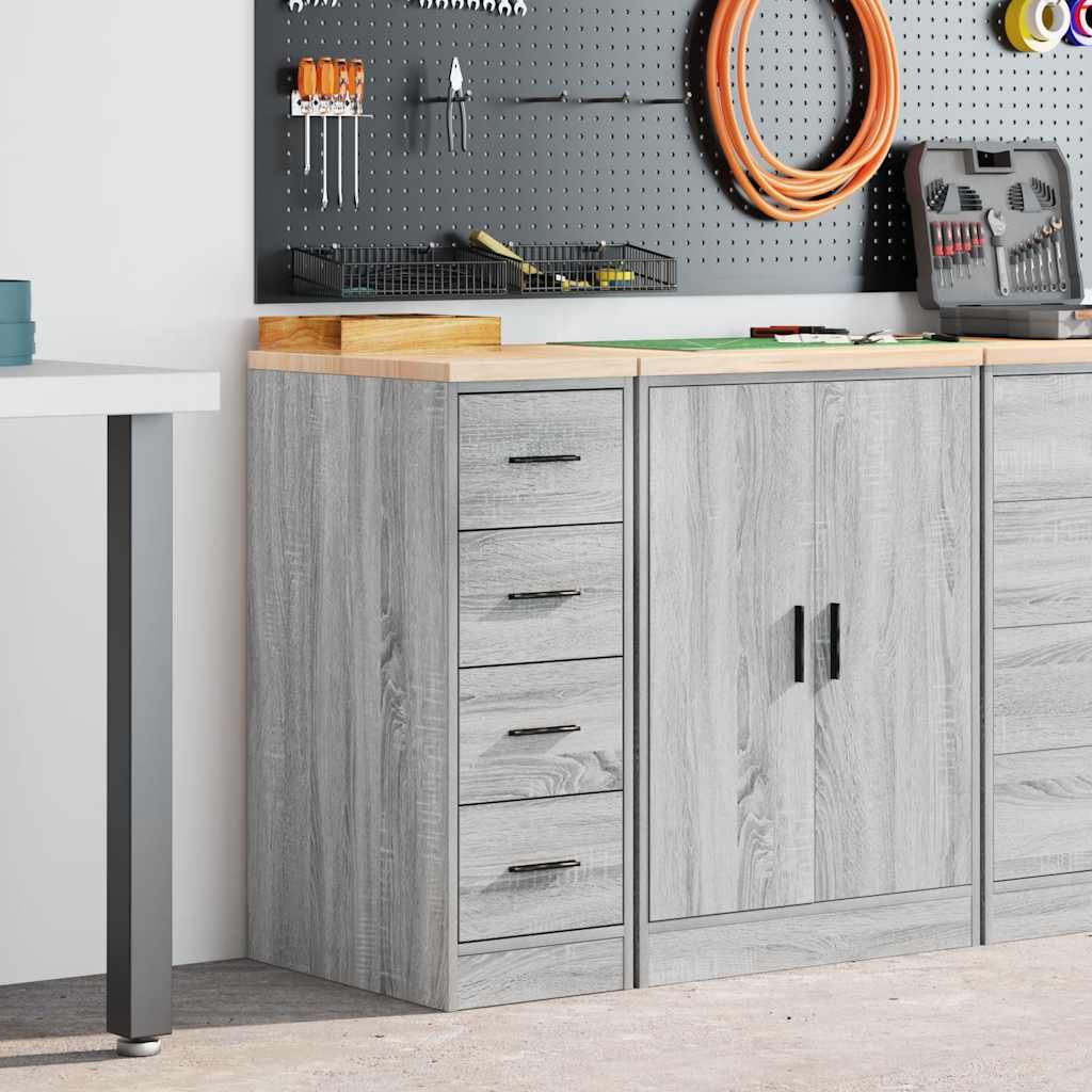 vidaXL Garagekast 30x51x85 cm massief grenenhout grijs sonoma afbeelding