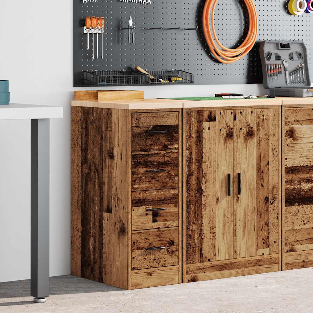 vidaXL Garagekast 30x51x85 cm massief grenenhout oud hout afbeelding