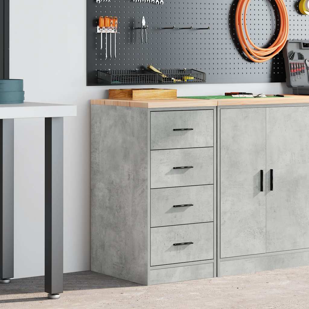vidaXL Garagekast 40x51x85 cm massief grenenhout betongrijs afbeelding