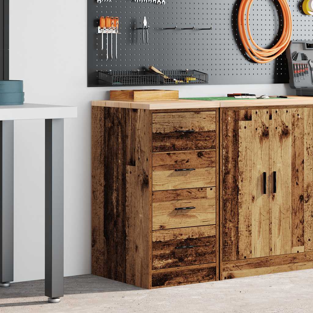 vidaXL Garagekast 40x51x85 cm massief grenenhout oud hout afbeelding