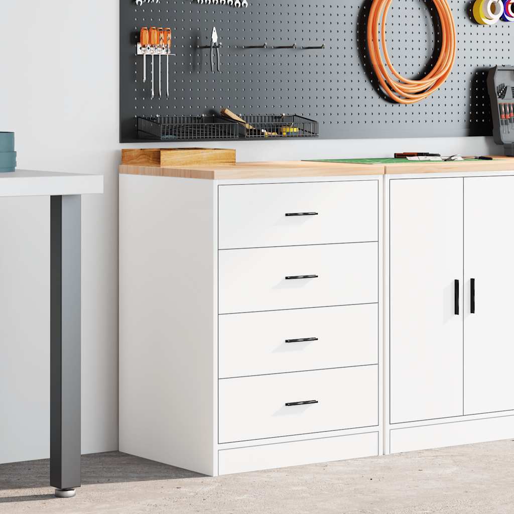 vidaXL Garagekast 60x51x85 cm massief grenenhout wit afbeelding