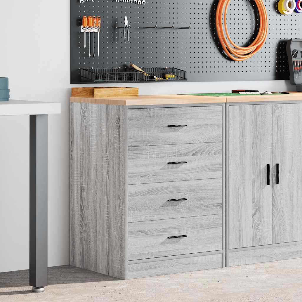 vidaXL Garagekast 60x51x85 cm massief grenenhout grijs sonoma afbeelding