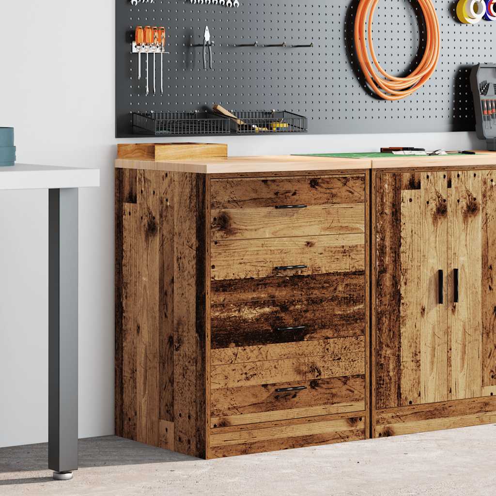 vidaXL Garagekast 60x51x85 cm massief grenenhout oud hout afbeelding