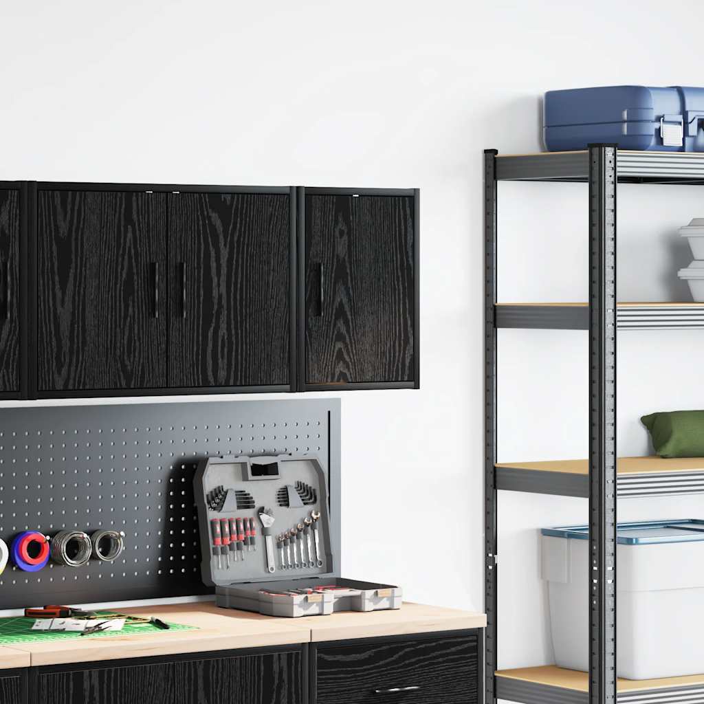 vidaXL Garagewandkast spaanplaat zwart afbeelding
