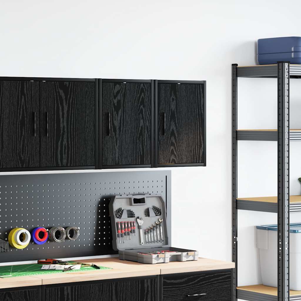 vidaXL Garagewandkasten 2 st spaanplaat zwart afbeelding
