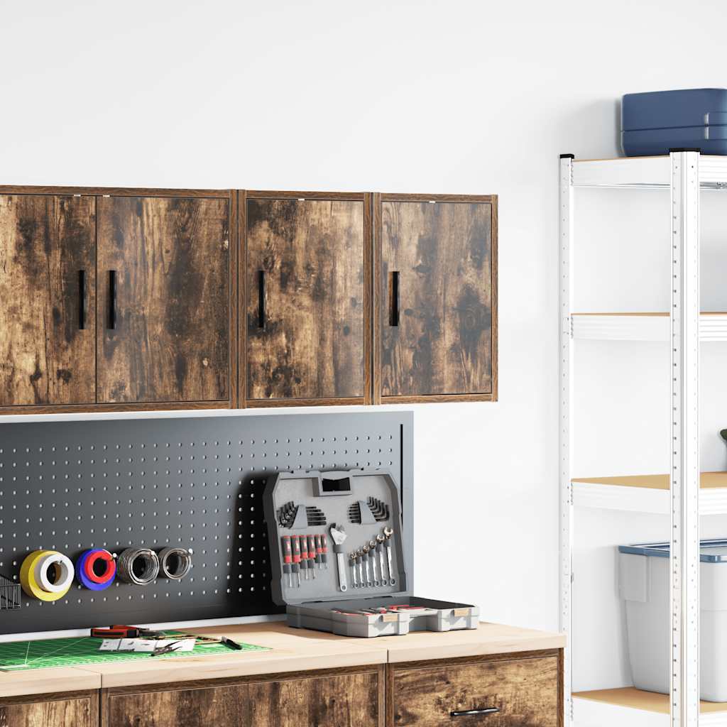 vidaXL Garagewandkasten 2 st Spaanplaat gerookt eikenhout afbeelding