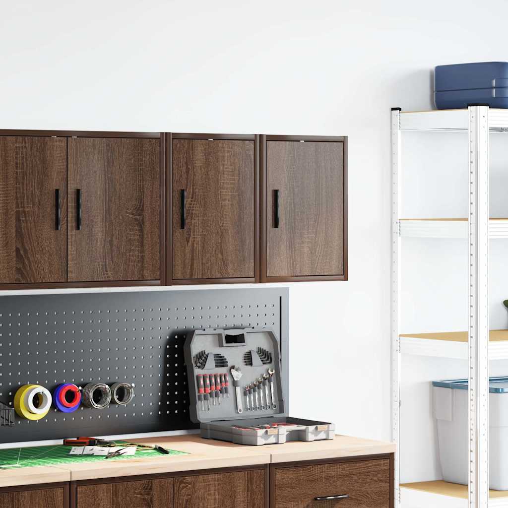 vidaXL Garagewandkasten 2 st spaanplaat bruin eiken afbeelding