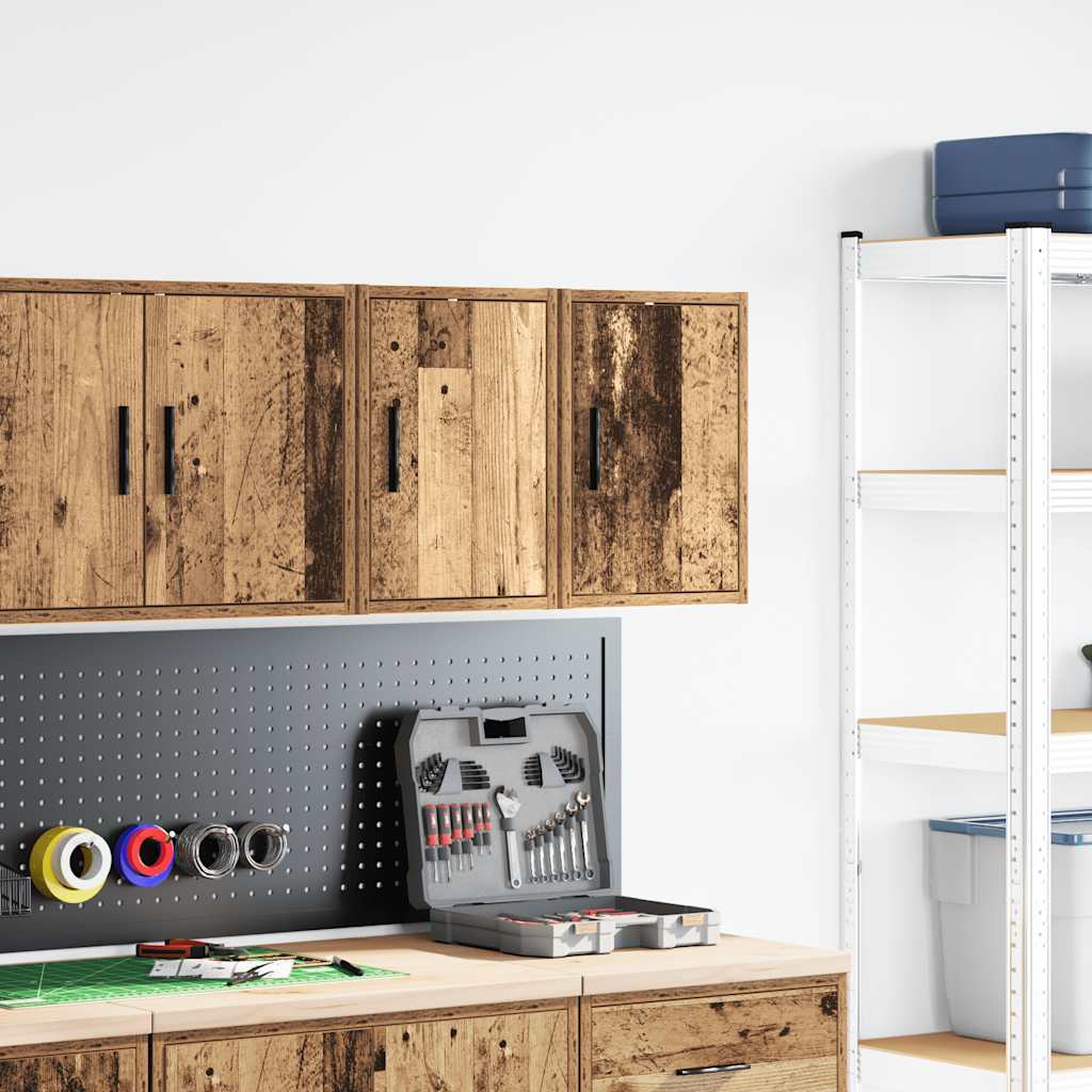 vidaXL Garage wandkasten 2 st bewerkt hout oud hout afbeelding