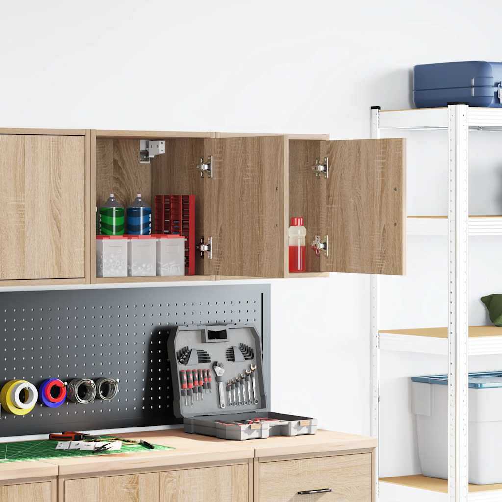 vidaXL Garagewandkasten 2 st Spaanplaat Sonoma eikenkleurig afbeelding