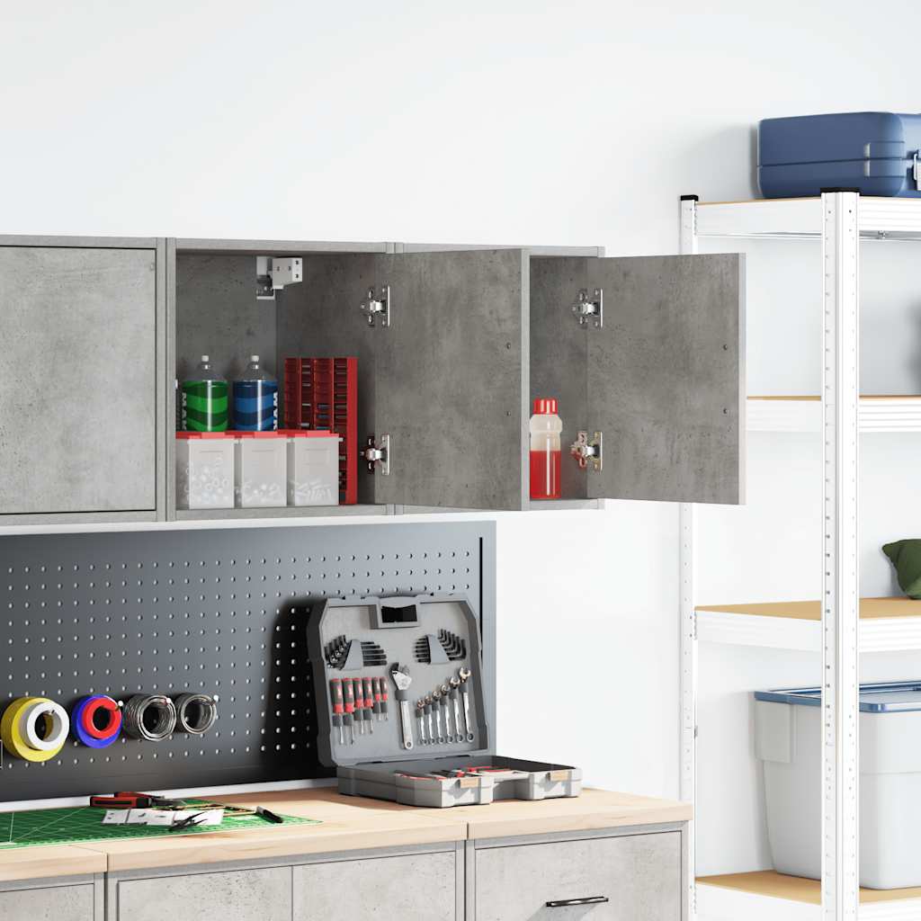 vidaXL Garagewandkasten 2 st bewerkt hout betongrijs afbeelding