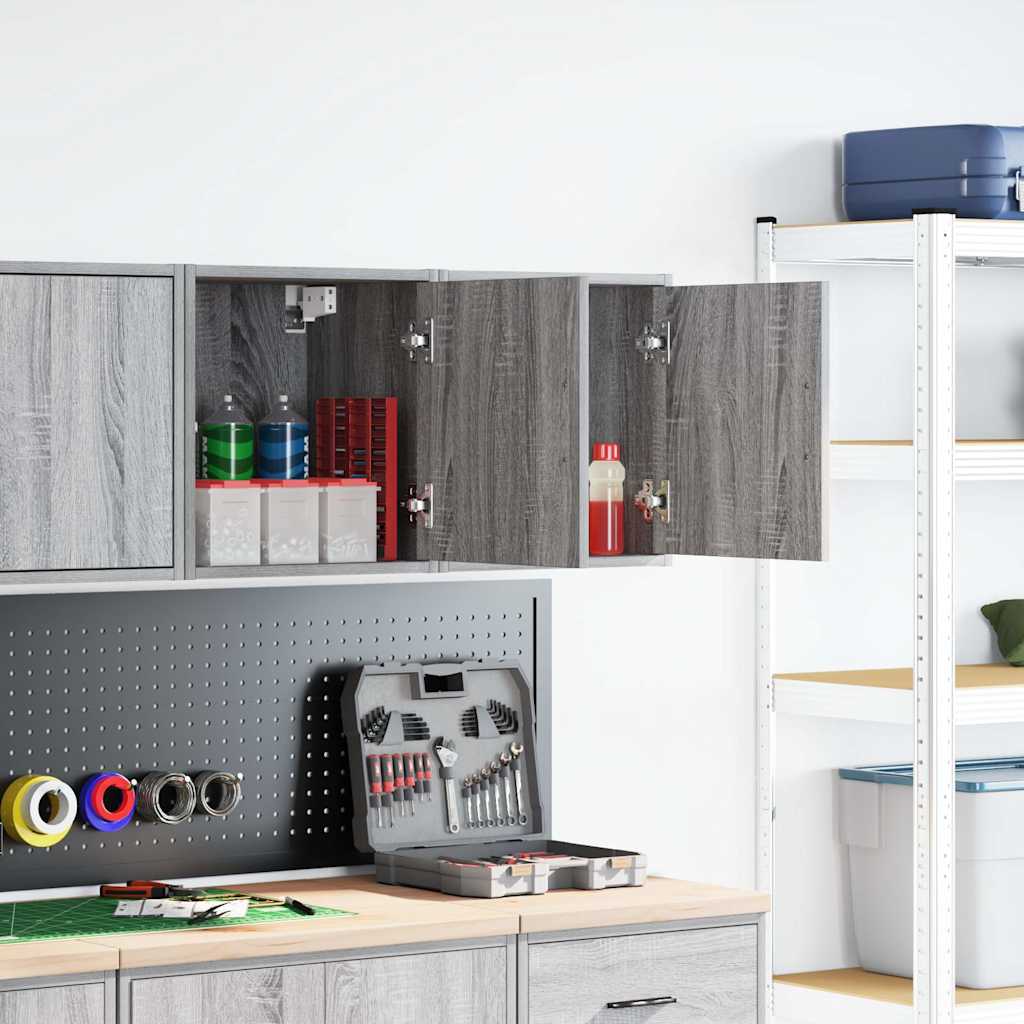 vidaXL Garagewandkasten 2 st spaanplaat Sonoma grijs afbeelding