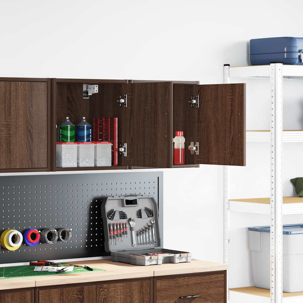 vidaXL Garagewandkasten 2 st spaanplaat bruin eiken afbeelding