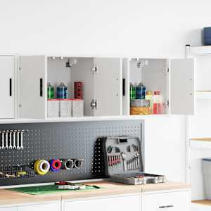 Garažne stenske omare 2 kosa bel inženirski les