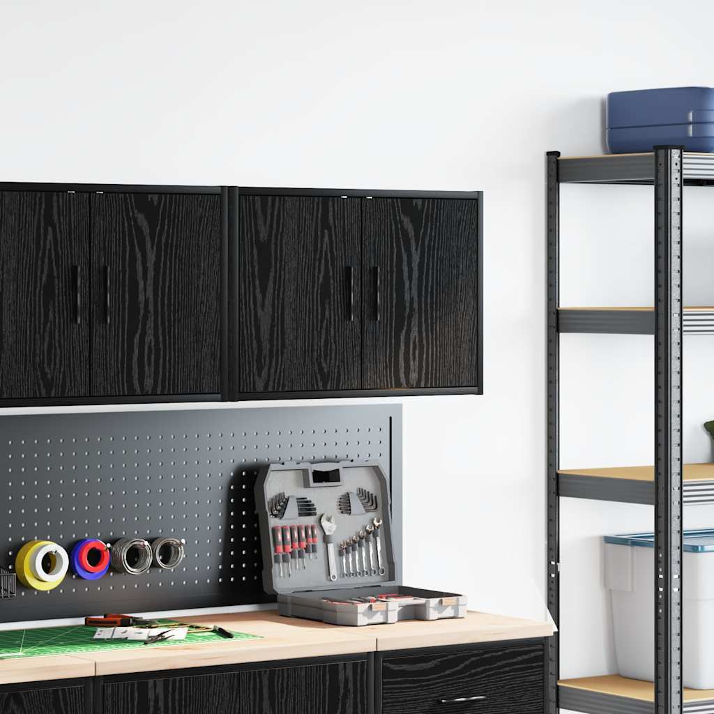 vidaXL Garagewandkast spaanplaat zwart afbeelding