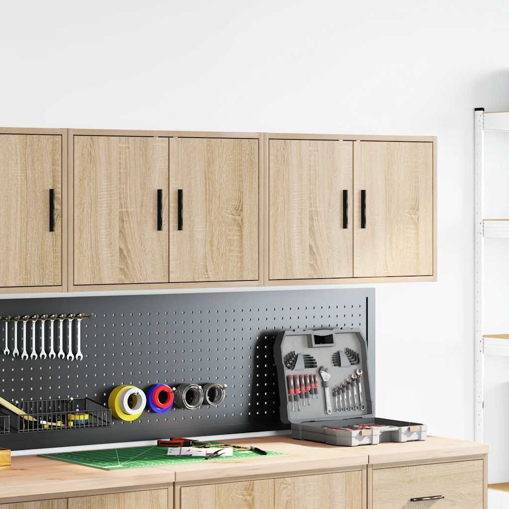 vidaXL Garagewandkasten 2 st Spaanplaat Sonoma eikenkleurig afbeelding