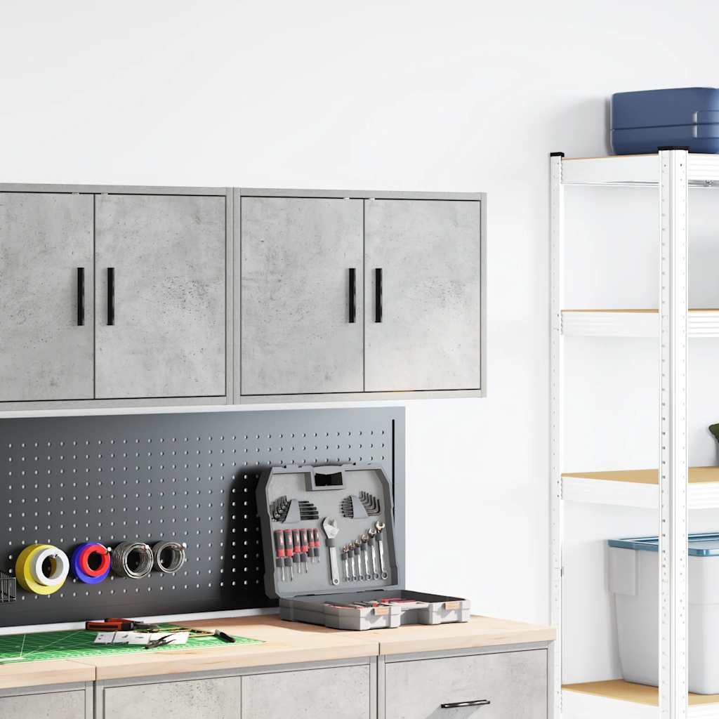 vidaXL Garage wandkast betongrijs bewerkt hout afbeelding