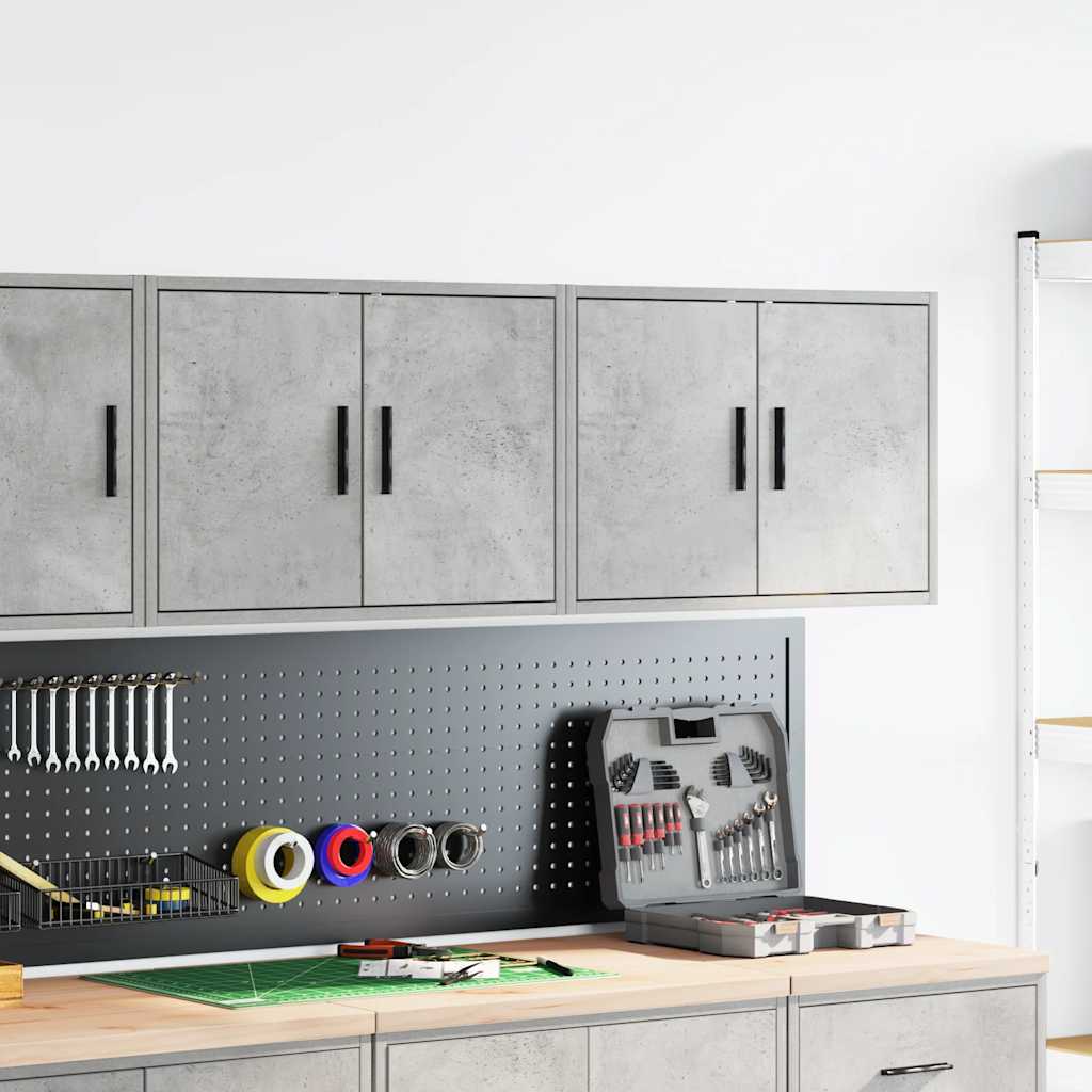 vidaXL Garagewandkasten 2 st bewerkt hout betongrijs afbeelding