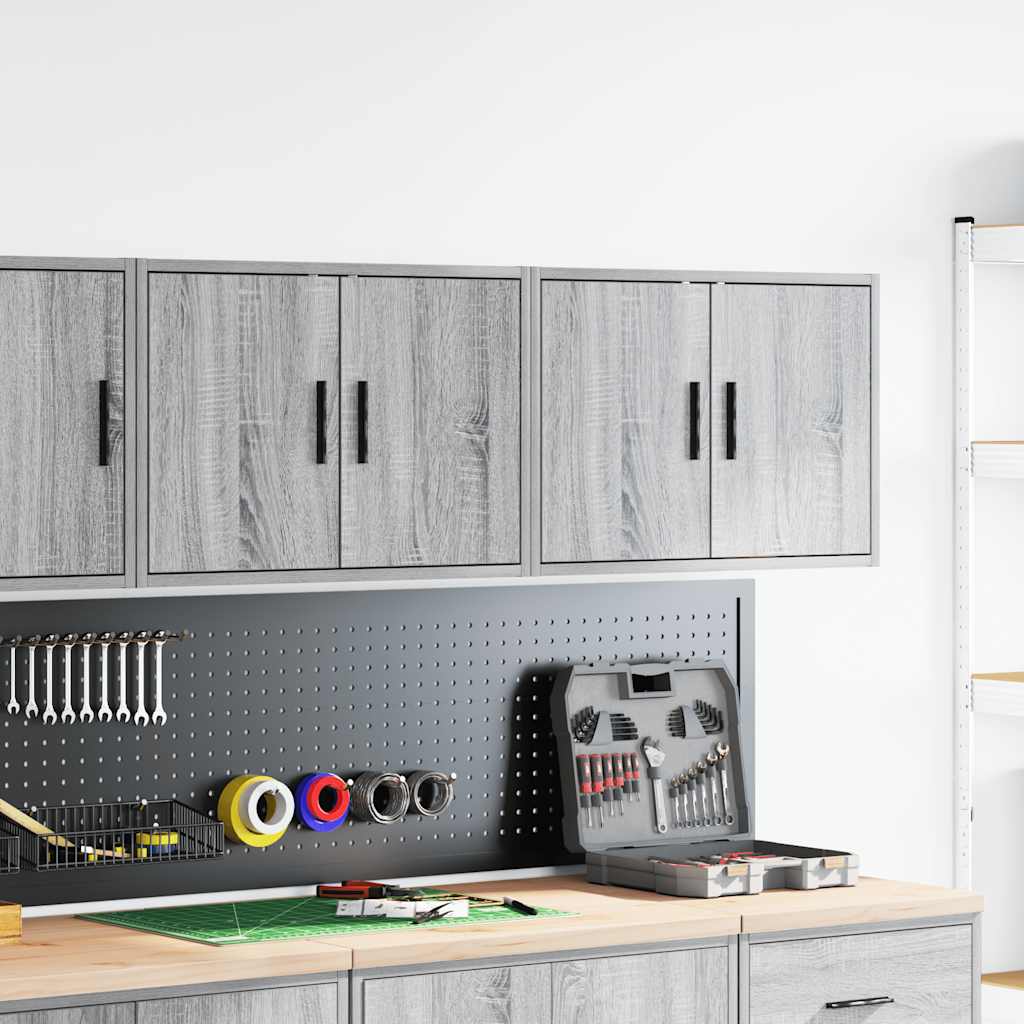 vidaXL Garagewandkasten 2 st spaanplaat Sonoma grijs afbeelding