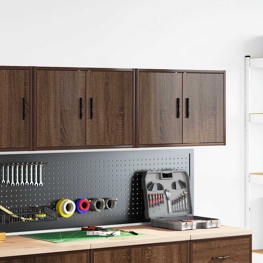 vidaXL Garagewandkasten 2 st spaanplaat bruin eiken afbeelding