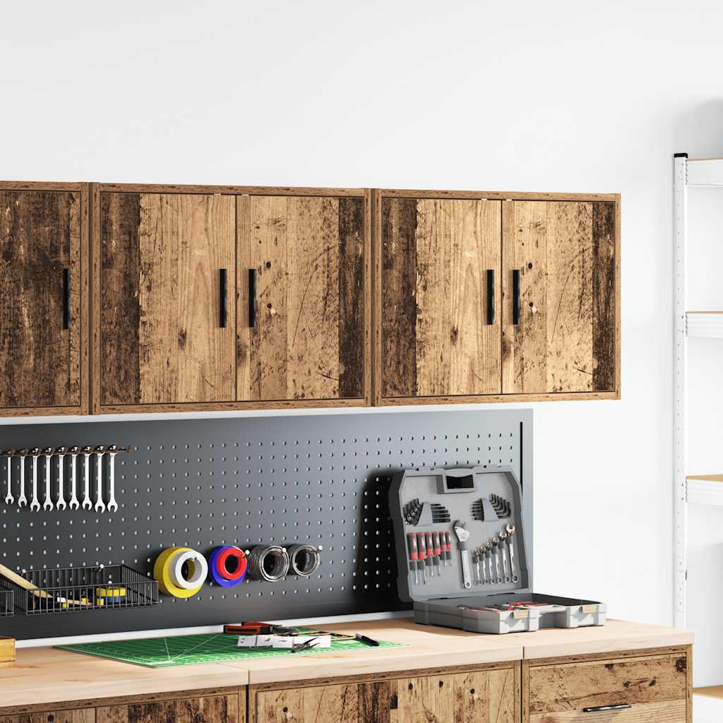 vidaXL Garage wandkasten 2 st bewerkt hout oud hout afbeelding