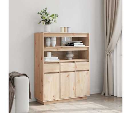 vidaXL Highboard 89x34x116,5 cm Masīvkoka priede