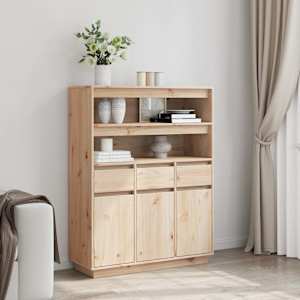 vidaXL Highboard 89x34x116,5 cm Masīvkoka priede