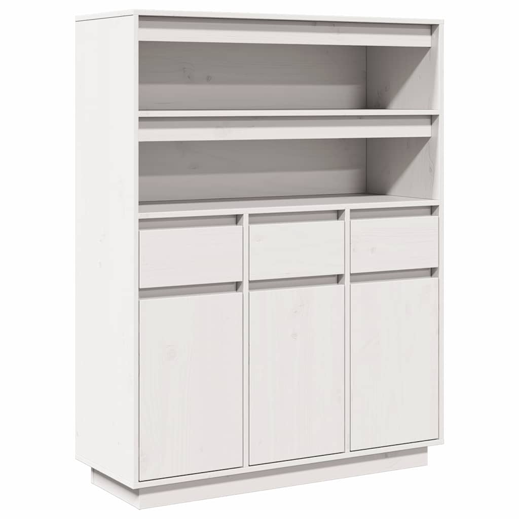 vidaXL Highboard White 89x34x116,5 cm masívna borovica