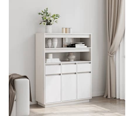 vidaXL Buffet haut blanc 89x34x116,5 cm bois massif de pin