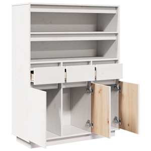 Skříň highboard bílá 89x34x116,5 cm masivní borové dřevo - obrázek 4