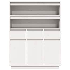 Skříň highboard bílá 89x34x116,5 cm masivní borové dřevo - obrázek 5