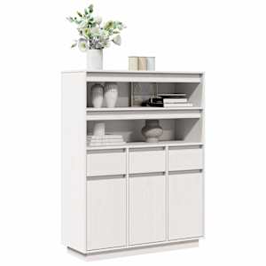 Skříň highboard bílá 89x34x116,5 cm masivní borové dřevo - obrázek 1