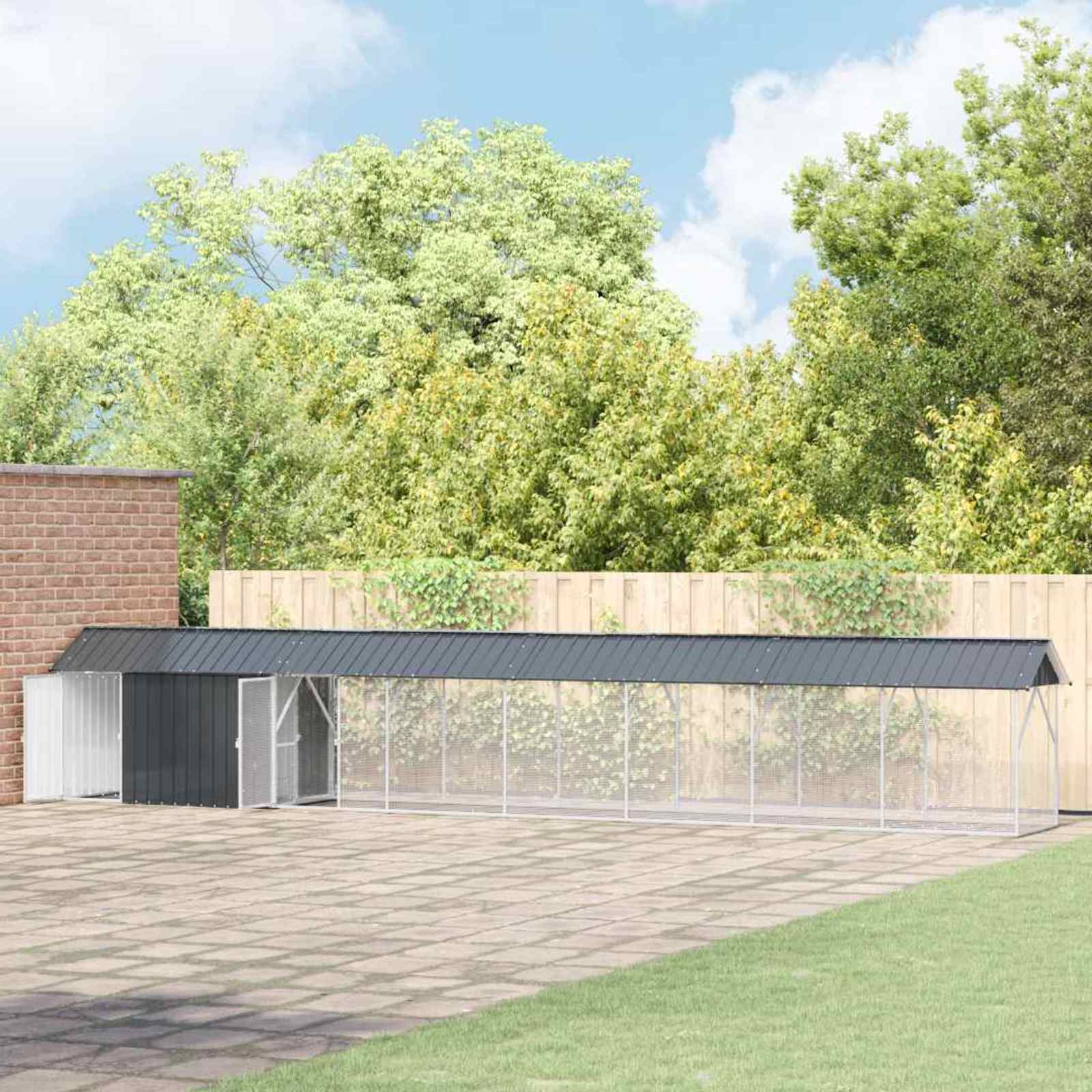 Vogelkooi Antraciet 844 x 103 x 142 cm Gegalvaniseerd staal image 1