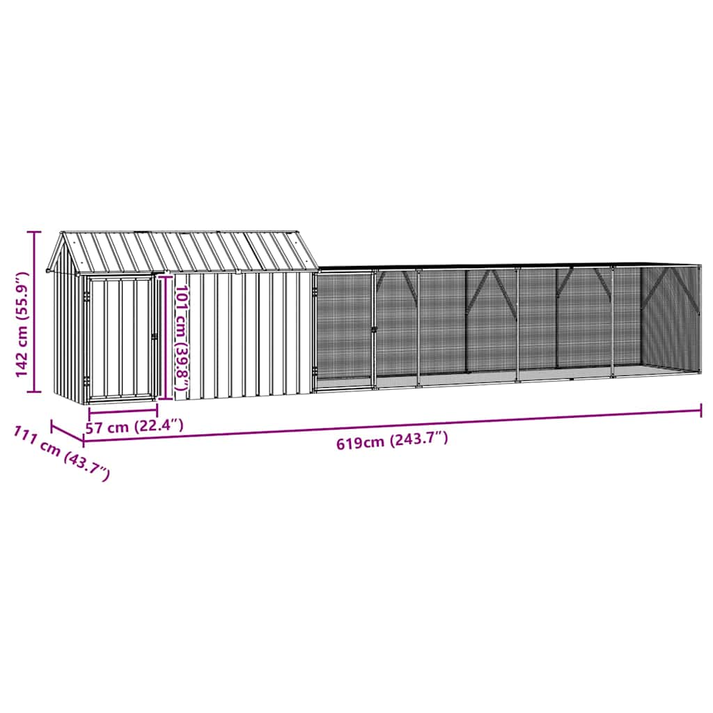 Madár kalitka Antracit 619 x 111 x 142 cm Horganyzott acél