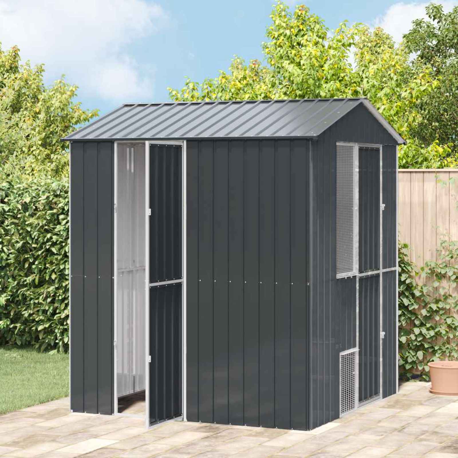 vidaXL Cușcă pentru păsări Antracit 215 x 210 x 247 cm Oțel Galvanizat